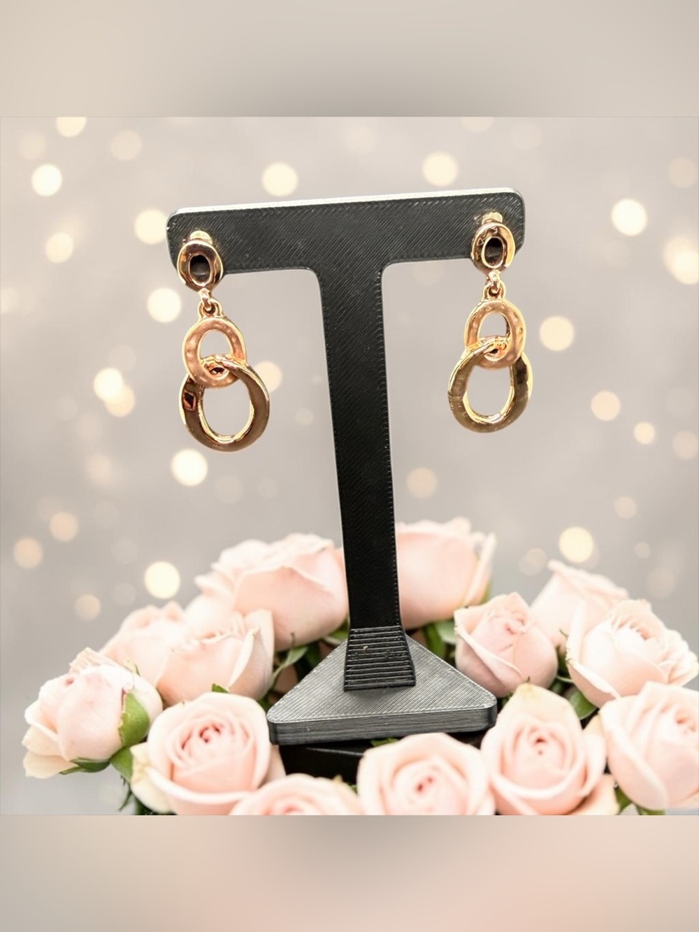🏷️‼️5/$25🏷️‼️💕Elegant Rose Gold-Tone Linked Drop Earrings/NWOT💕